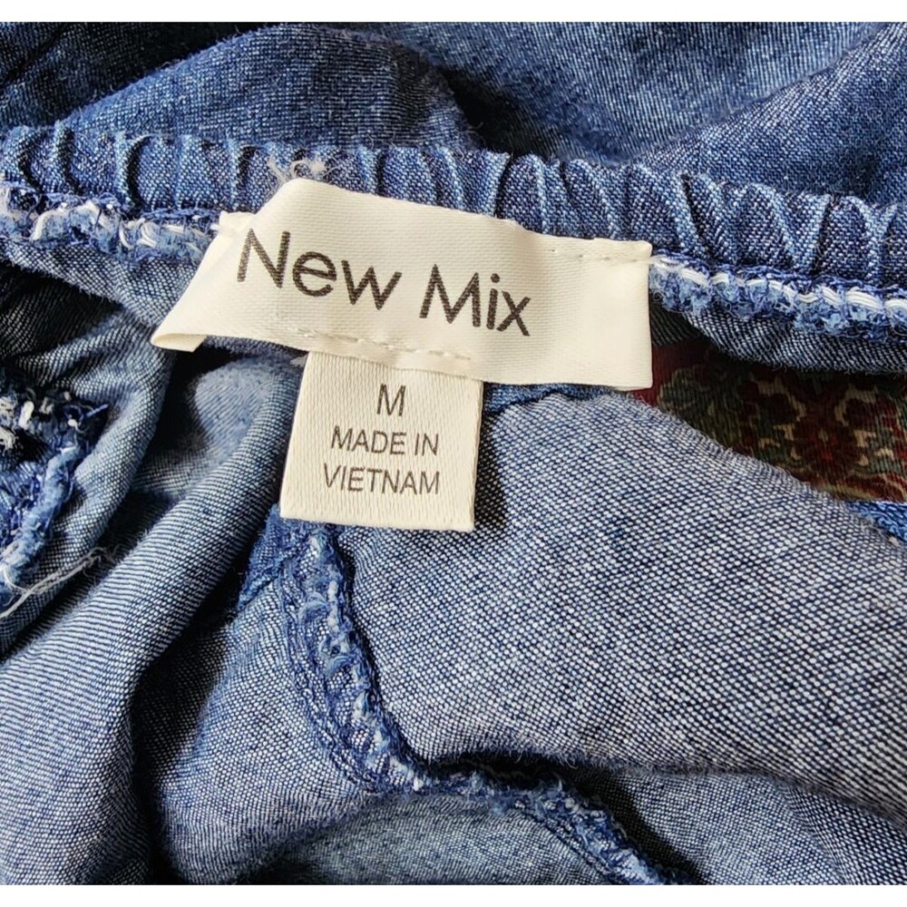 New Mix Medium Crop Bustier Corset Top Denim Front Zip Adjustable Shoulder Strap - Picture 6 of 7